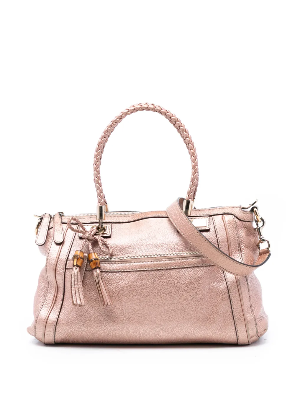 Gucci Pre-Owned Borsa a tracolla Bella in pelle di vitello metallizzata zigrinata 2016-2026 - Rosa