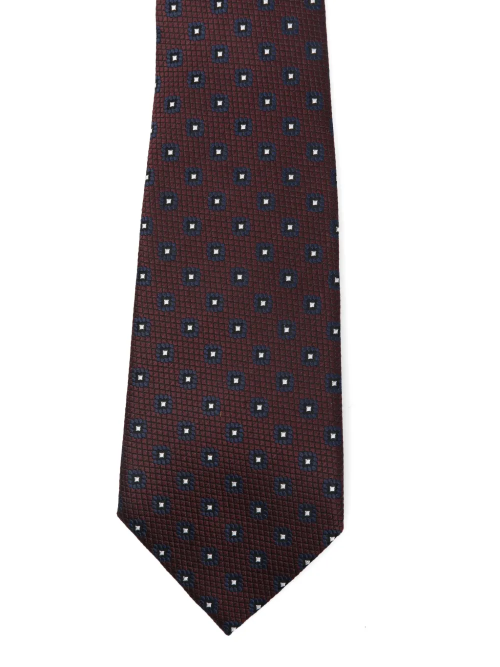  Zegna Square Polka Dot Tie - Red 