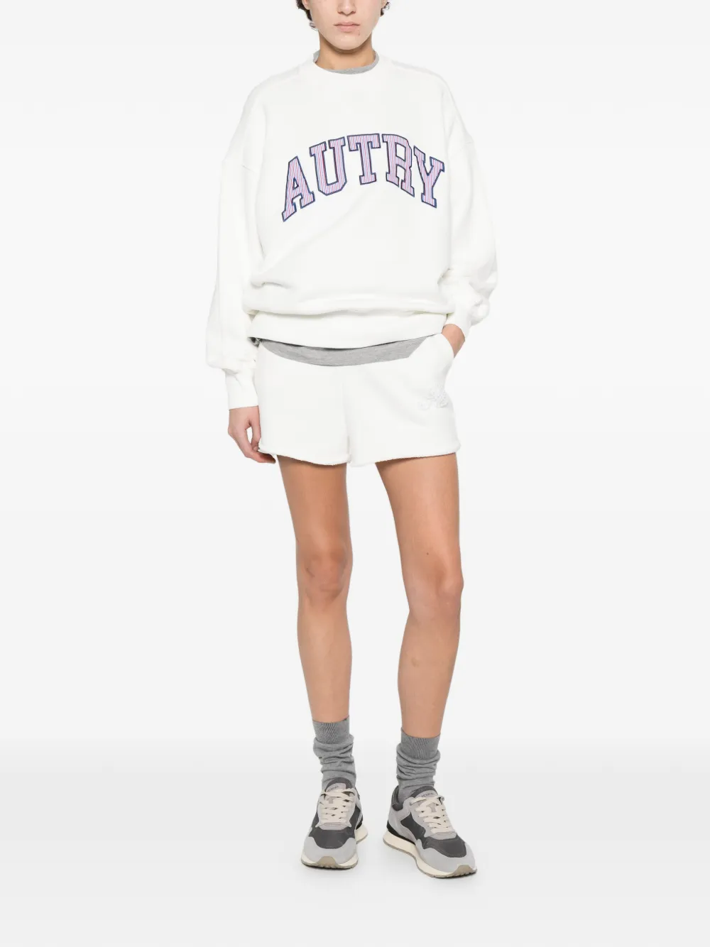  Autry Ribbed Trim Logo Shorts - White 