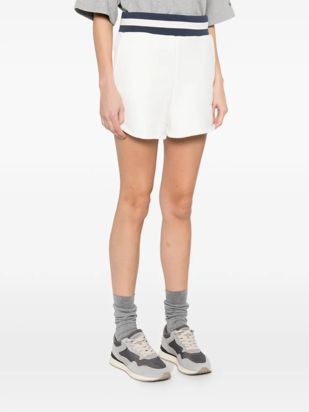  Autry Ribbed Trim Logo Shorts - White 