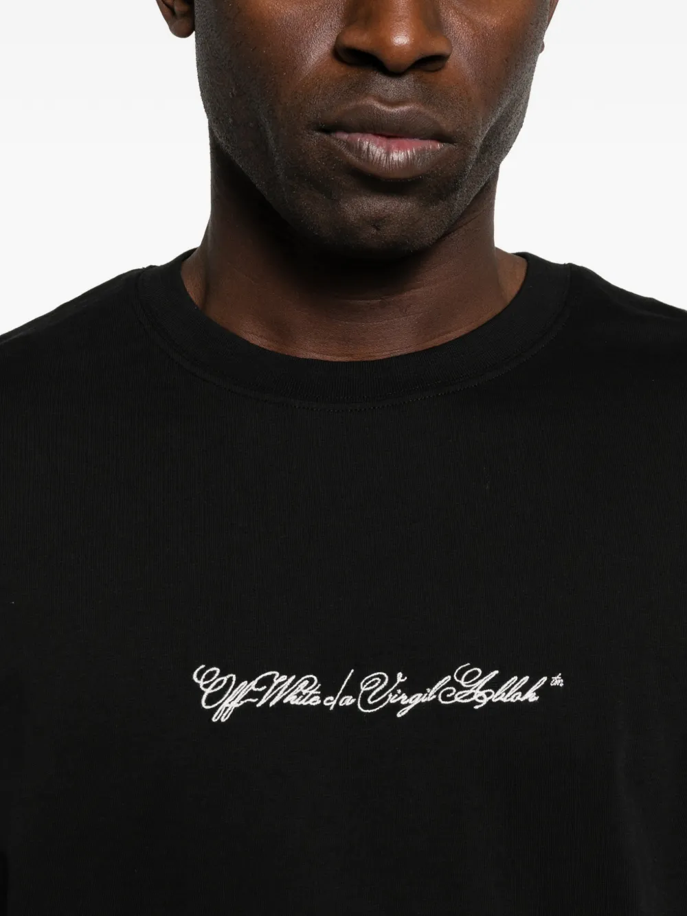 Off-White Script Arrow T-shirt met borduurwerk Zwart