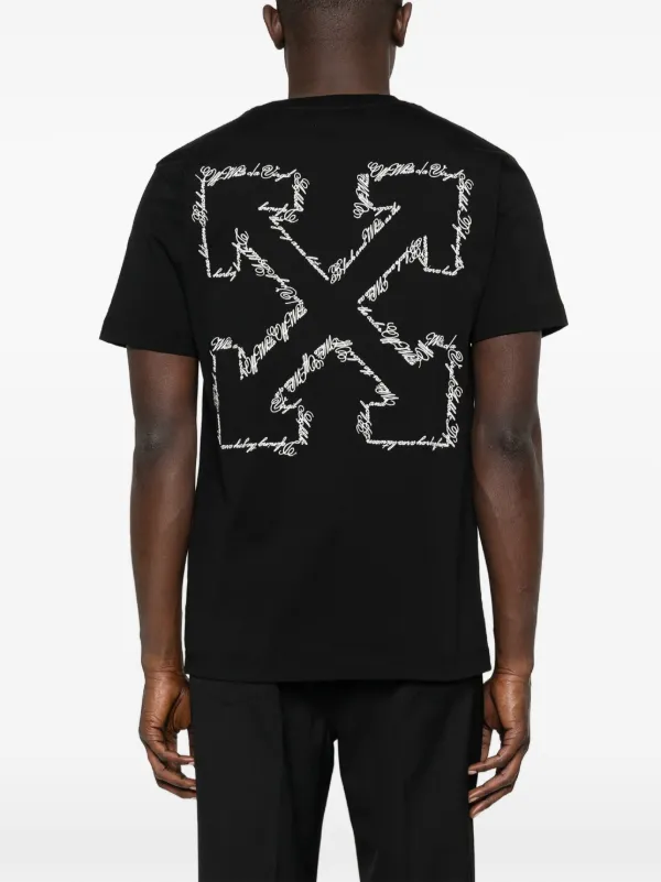 Off-White Script Arrow Embroidered T-shirt | Black | FARFETCH AZ