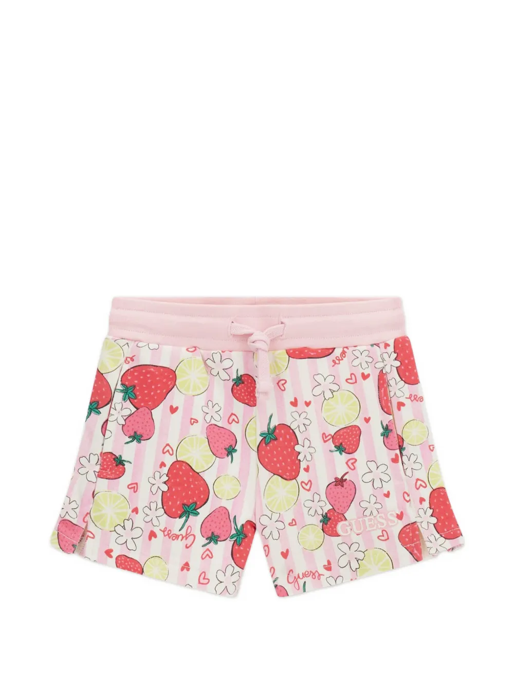 guess kids strawberry-print striped shorts - Rosa