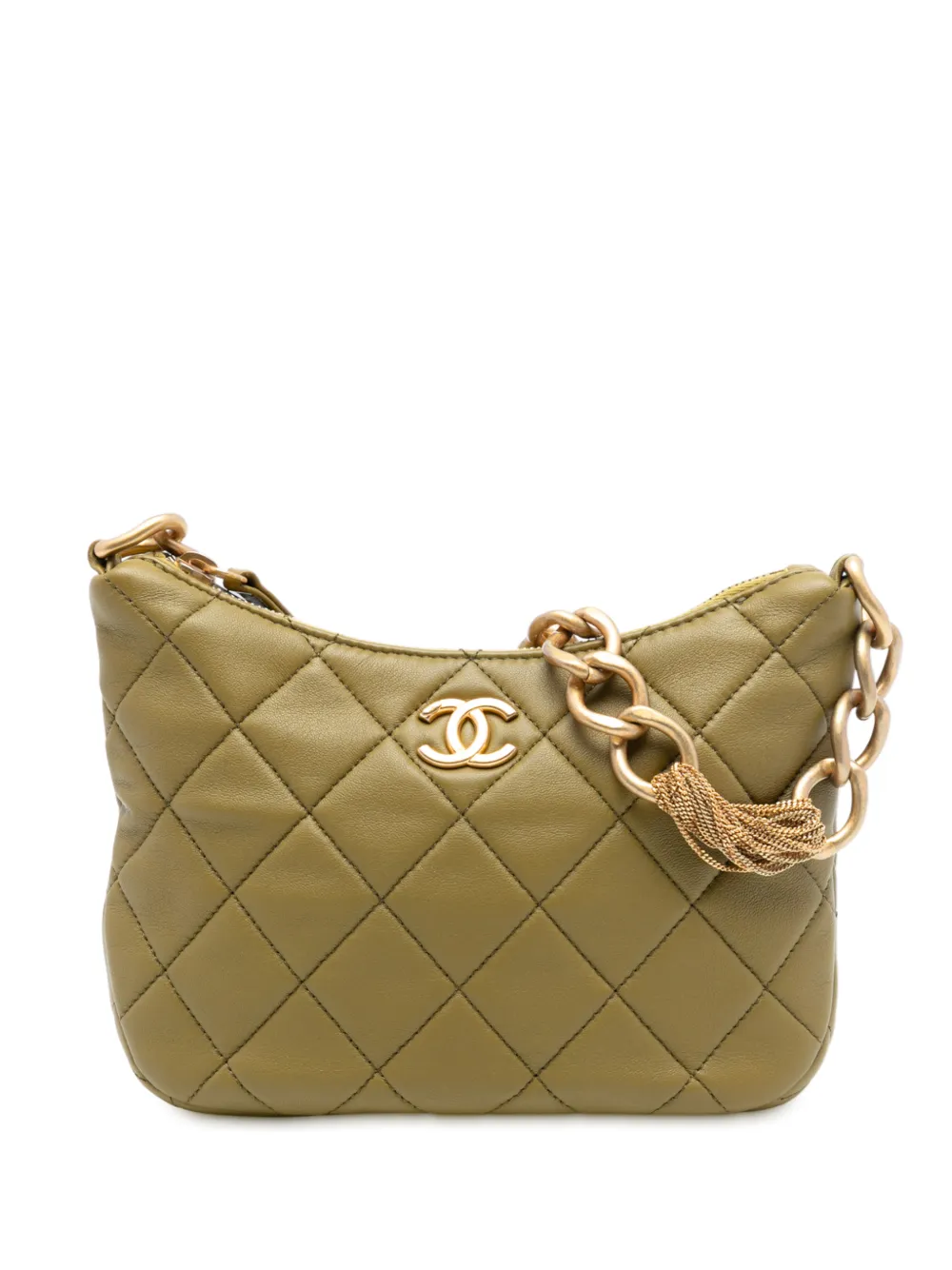 CHANEL Pre-Owned 2021-2025 Paris Dakar Quilted Lambskin Mixed Chain hobo bag - Green