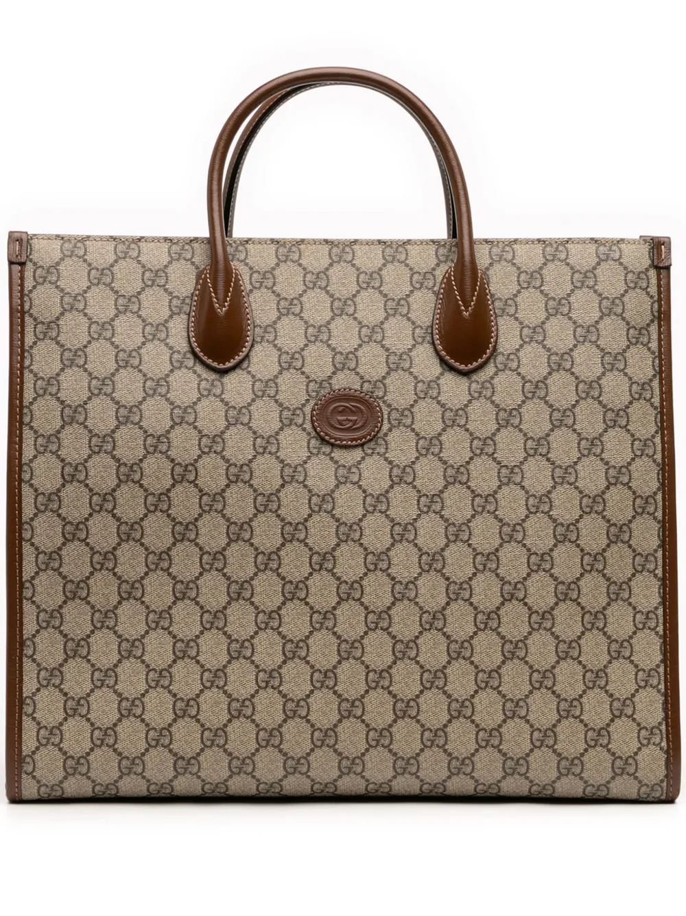 Gucci Pre-Owned 2016-2026 Medium GG Supreme Azalea Calfskin Retro Interlocking G Tote satchel - Marrone