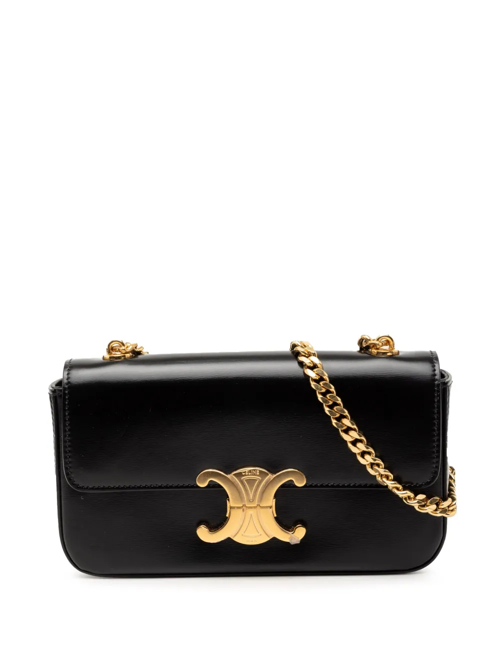 Celine Pre-Owned Borsa a spalla Claude in pelle di vitello con effetto lucido e catena 2022 - Nero