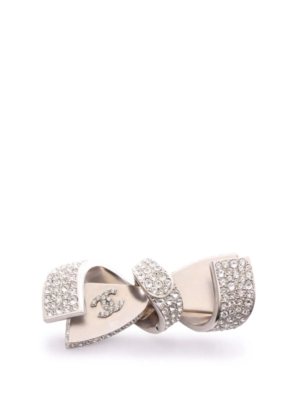 CHANEL Pre-Owned Spilla CC in acciaio inossidabile con strass 2015 - Argento