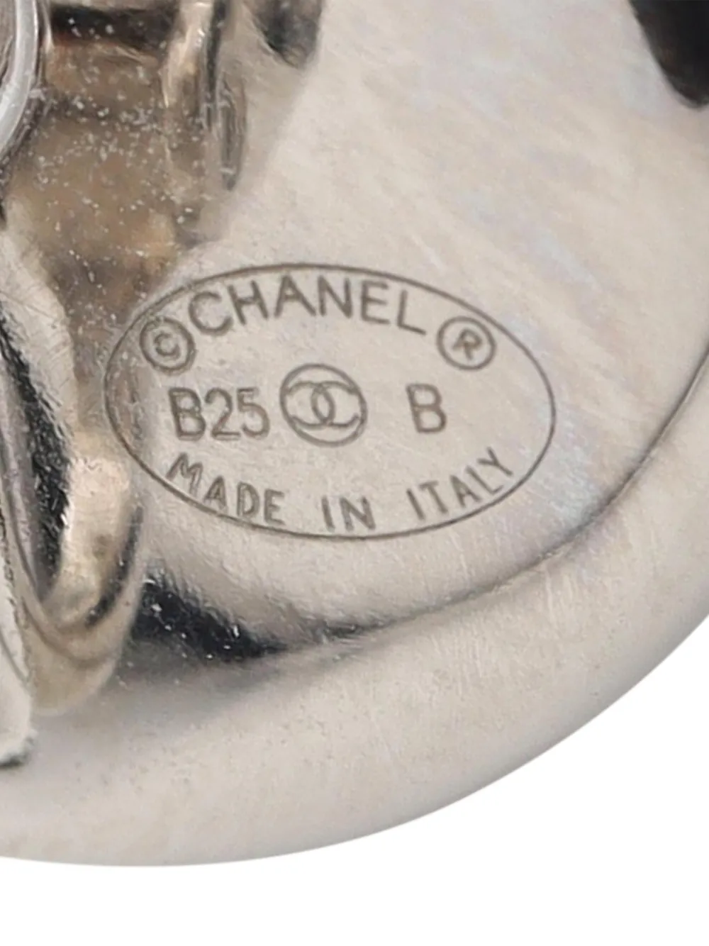  Chanel Pre-owned 2025 Cc Stainless Steel Faux Pearl And Rhinestone Round Clip On Earrings Costume Earrings - White 
