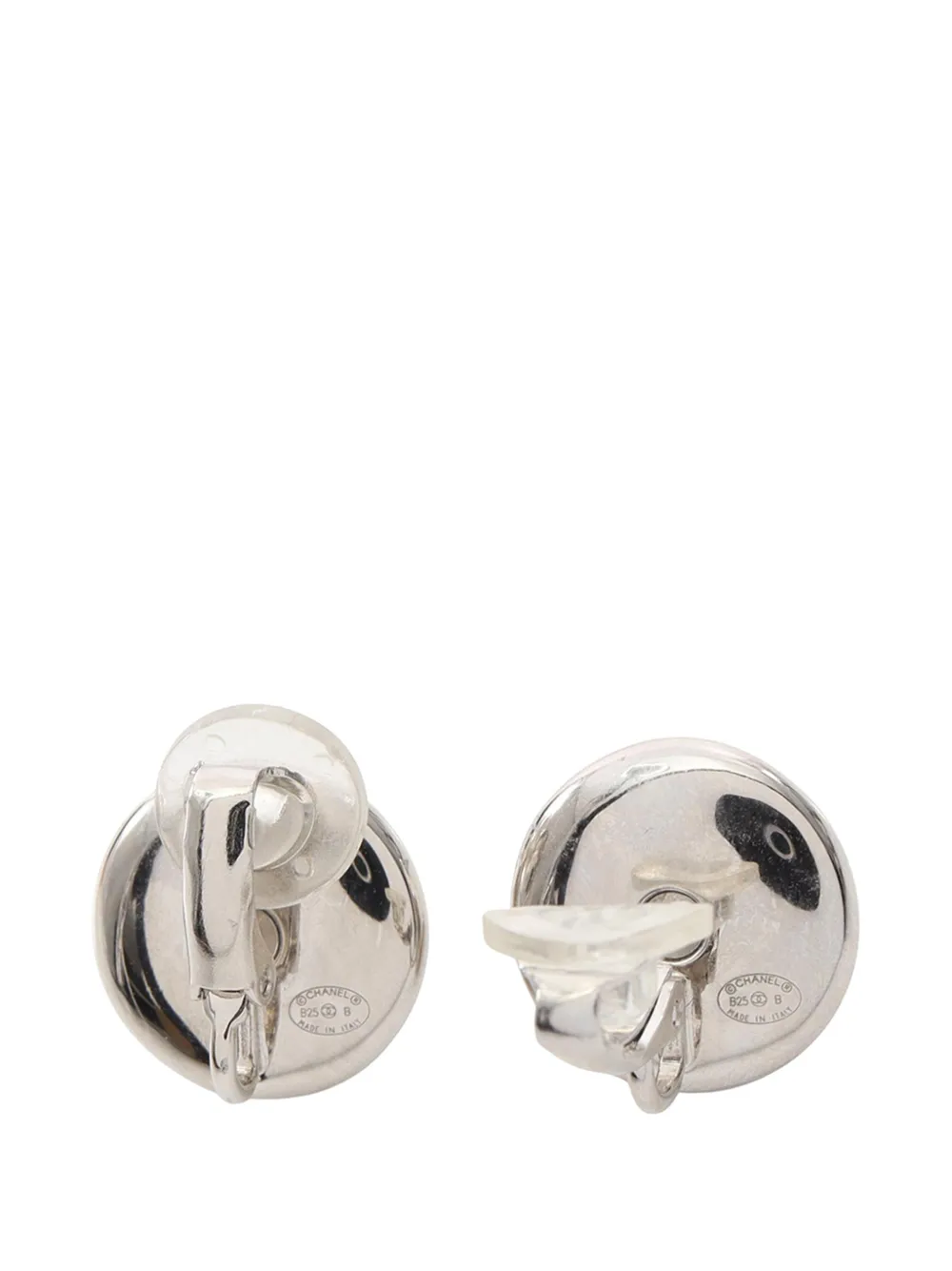  Chanel Pre-owned 2025 Cc Stainless Steel Faux Pearl And Rhinestone Round Clip On Earrings Costume Earrings - White 