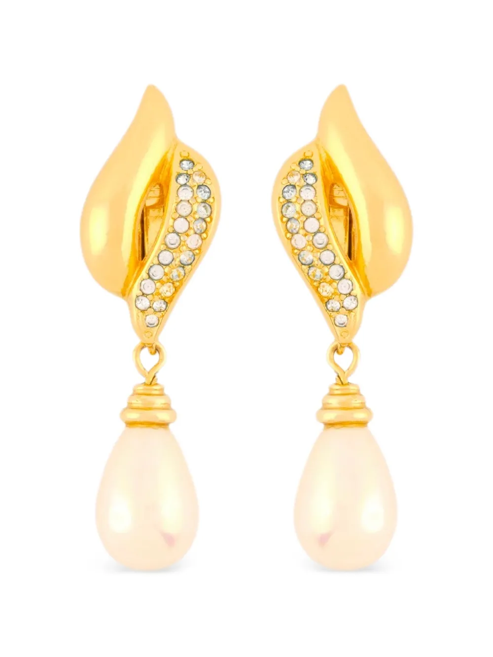 Christian Dior Pre-Owned 1980 pearl clip-on earrings - Oro