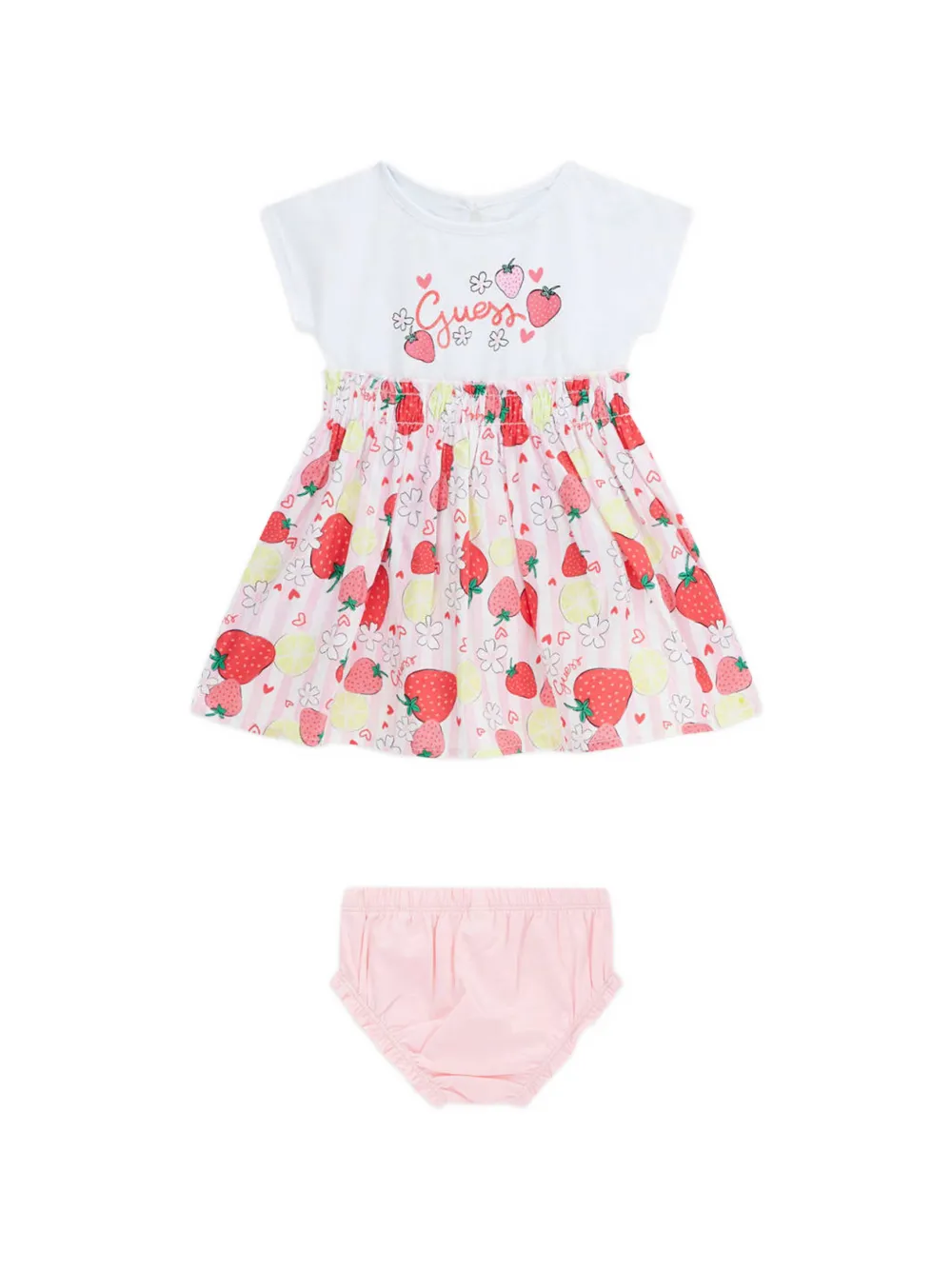 guess kids strawberry-print dress - Bianco