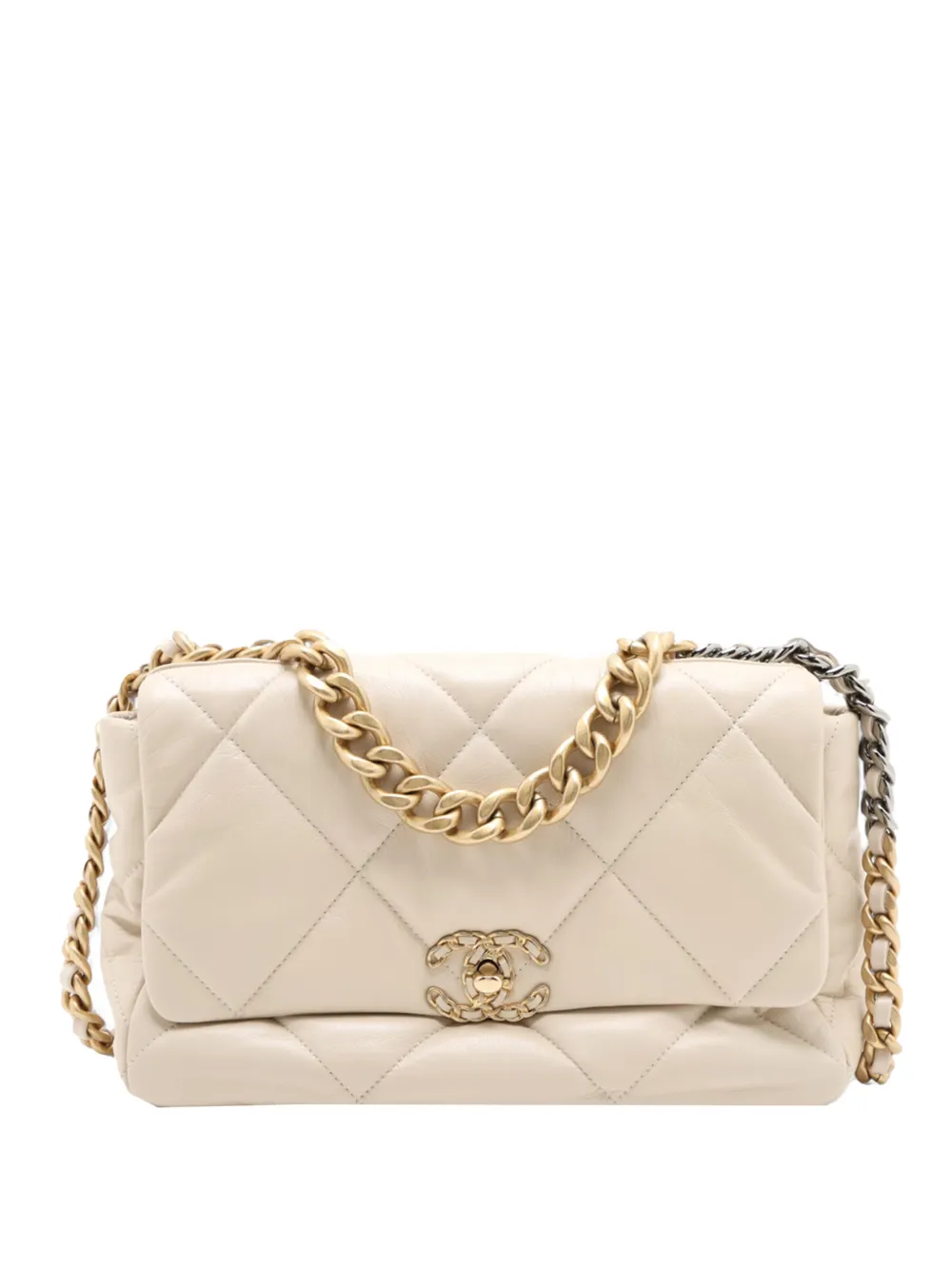 CHANEL Pre-Owned 2020 Large Lambskin 19 Flap satchel - Marrone