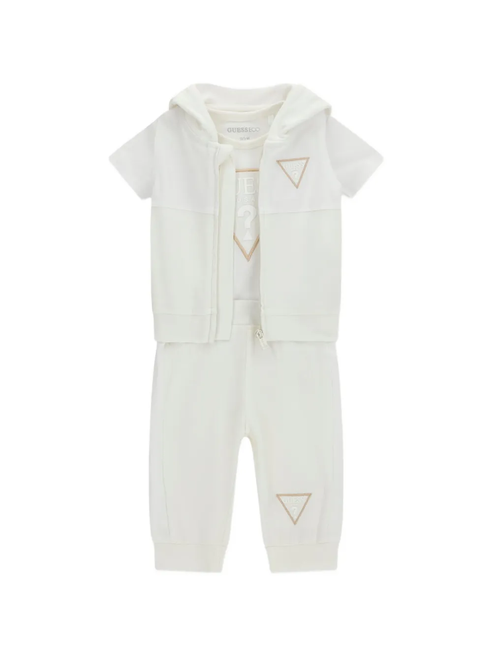 guess kids logo-detail trouser set (set of three) - Bianco
