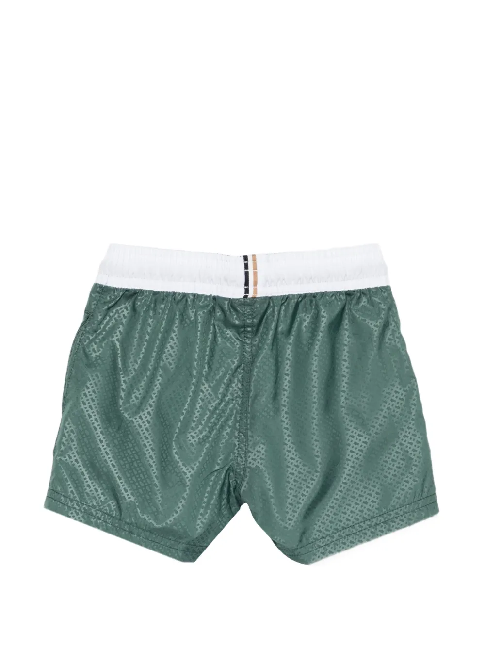  Boss Kidswear Patterned Logo Swim Shorts - Green 
