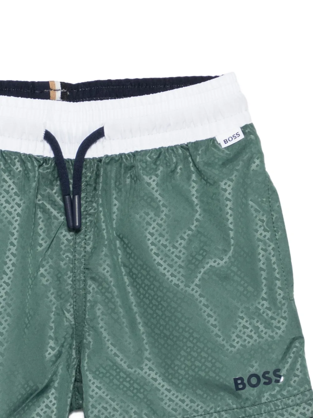  Boss Kidswear Patterned Logo Swim Shorts - Green 