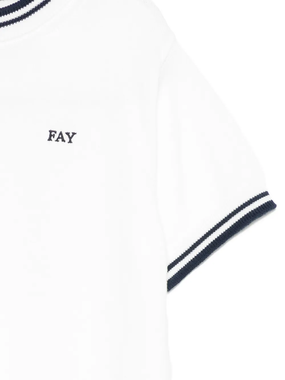  Fay Kids Ribbed Trim T-shirt - White 