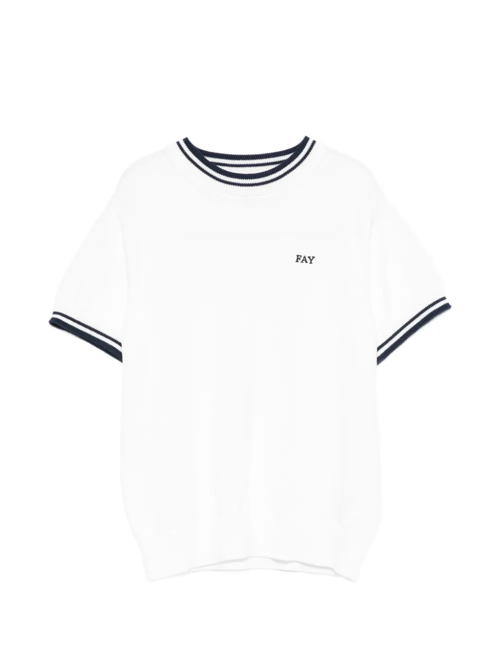 Fay Kids ribbed trim T-shirt - Bianco