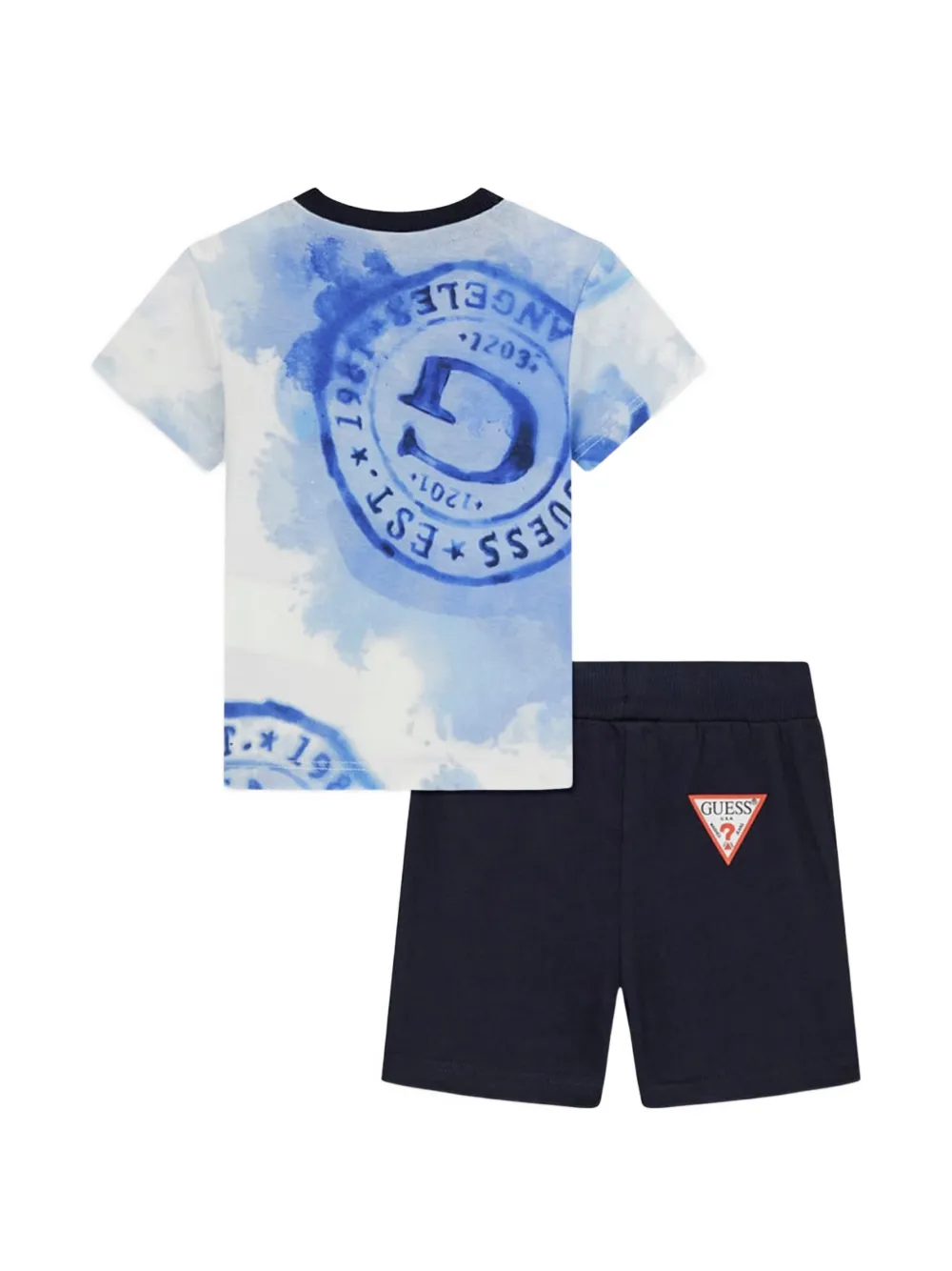  Guess Kids Drawstring-waistband Two-piece Short Set - Blue 