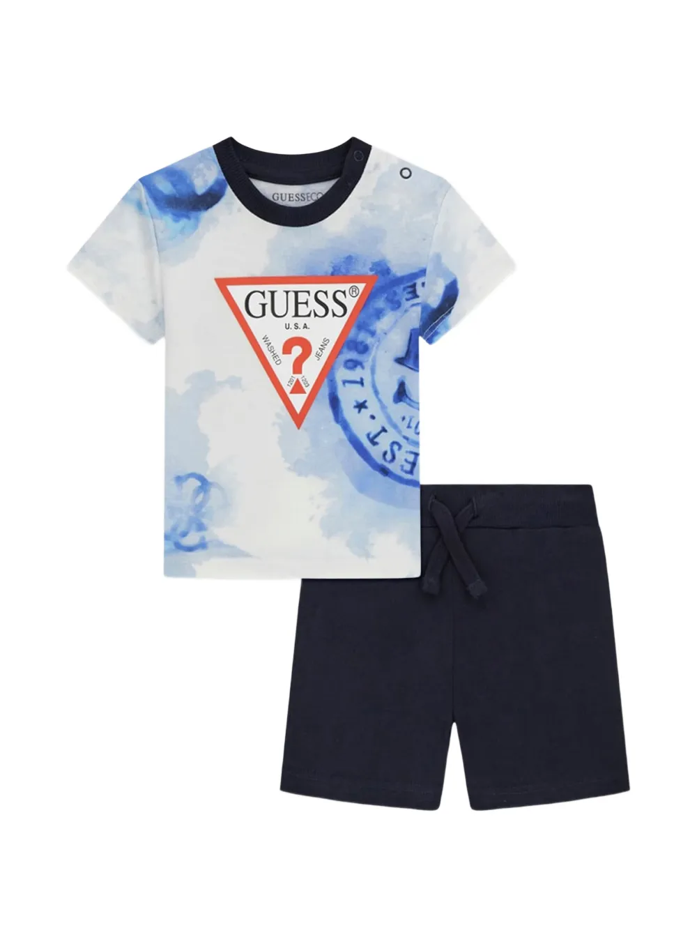 guess kids drawstring-waistband two-piece short set - Blu