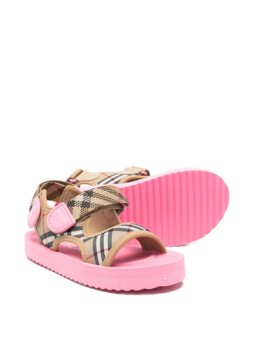 Burberry Kids checked strap sandals Beige