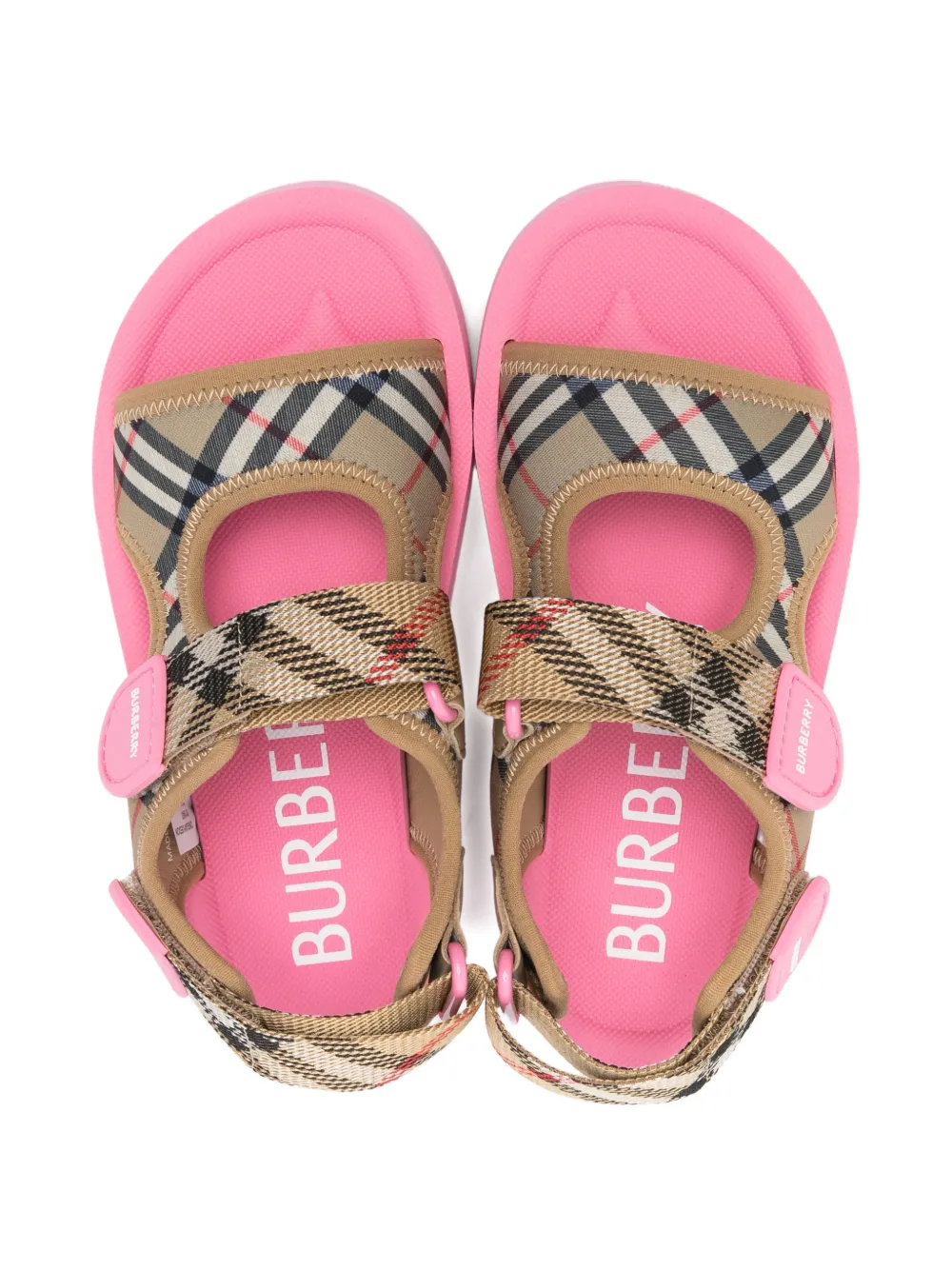 Burberry Kids checked strap sandals Beige