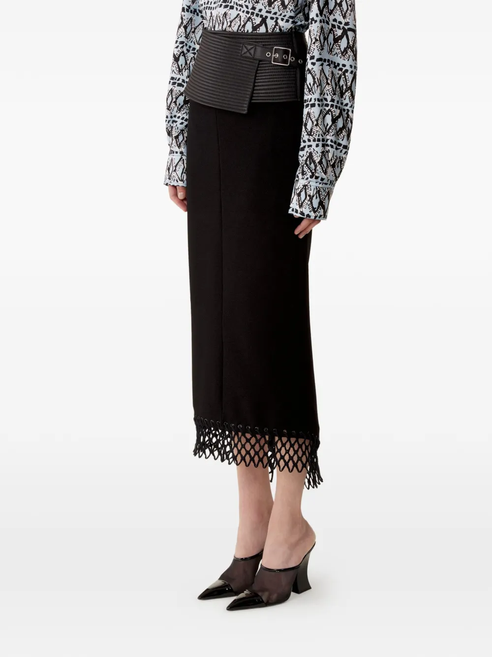 Lanvin Gewatteerde leren riem met gespsluiting Zwart
