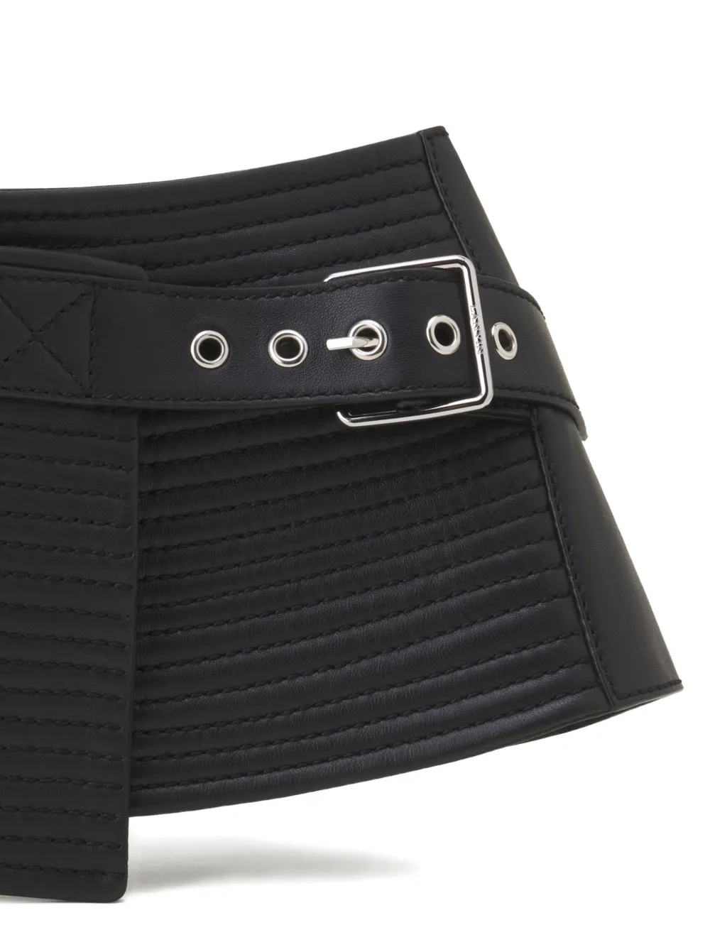 Lanvin Gewatteerde leren riem met gespsluiting Zwart
