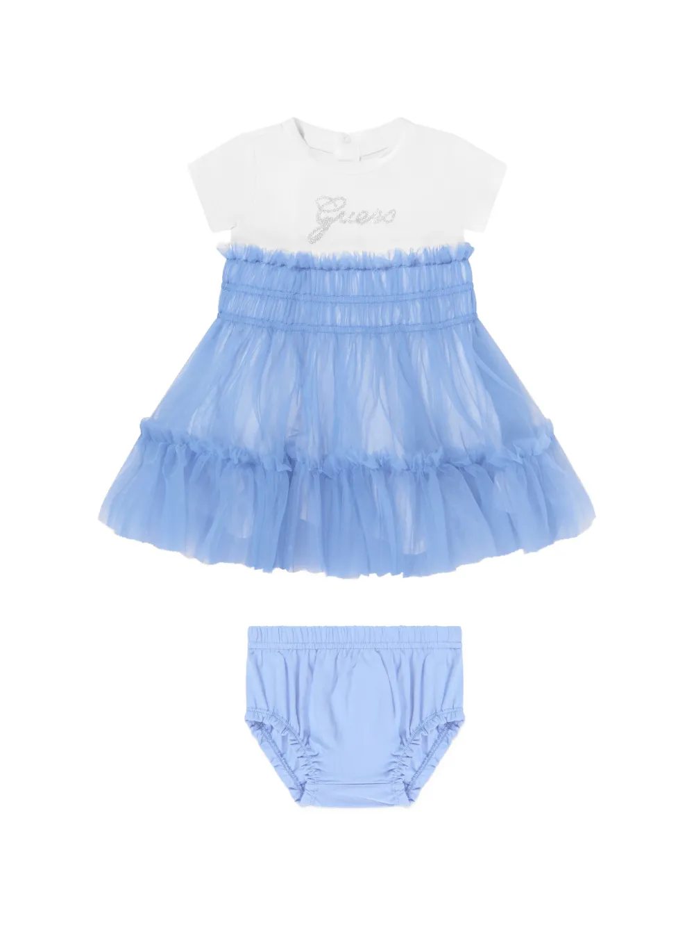 guess kids ruffled dress set (set of two) - Blu
