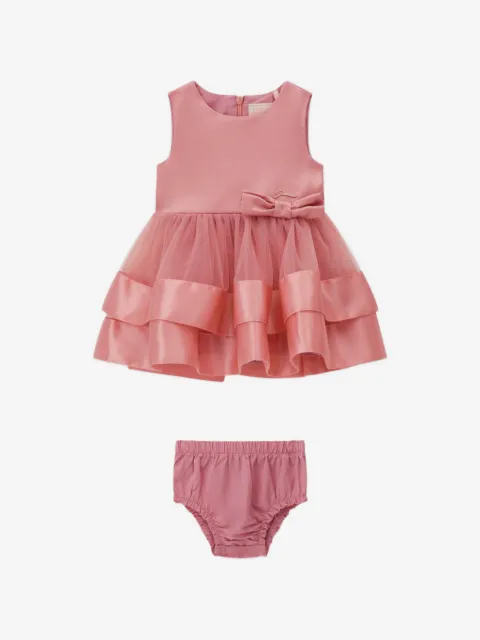 guess kids bow-embellished tiered dress