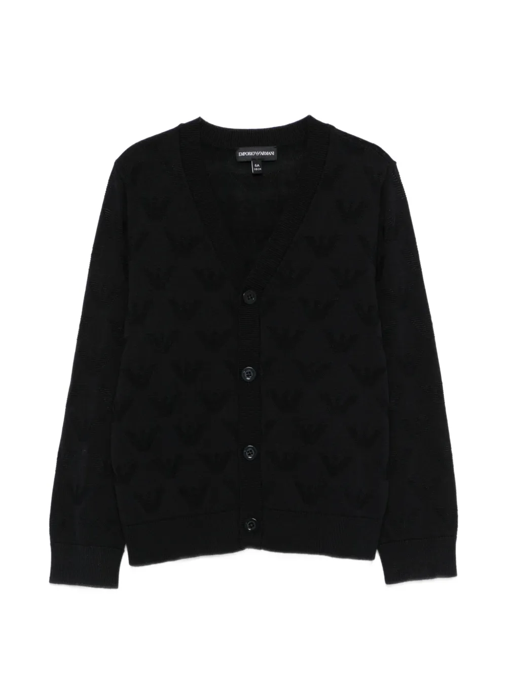 Emporio Armani Kids V-neck logo-pattern cardigan - Nero
