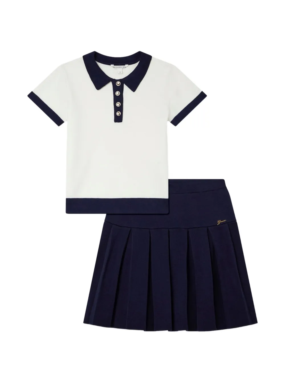 guess kids pleated skirt set - Blu