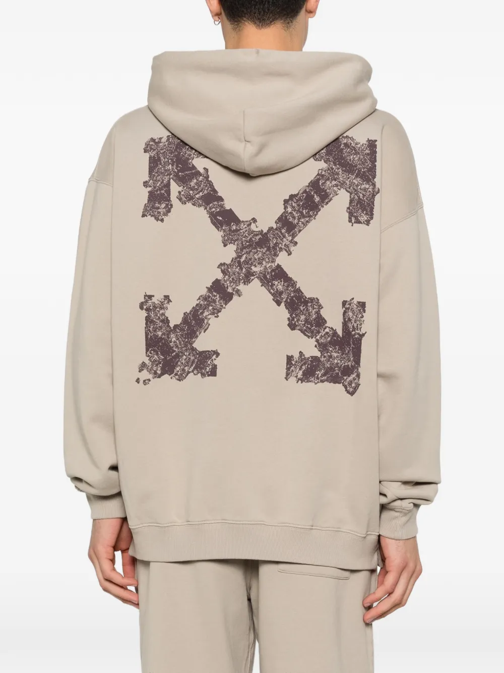 Off-White Hoodie met geborduurde bloemen Grijs