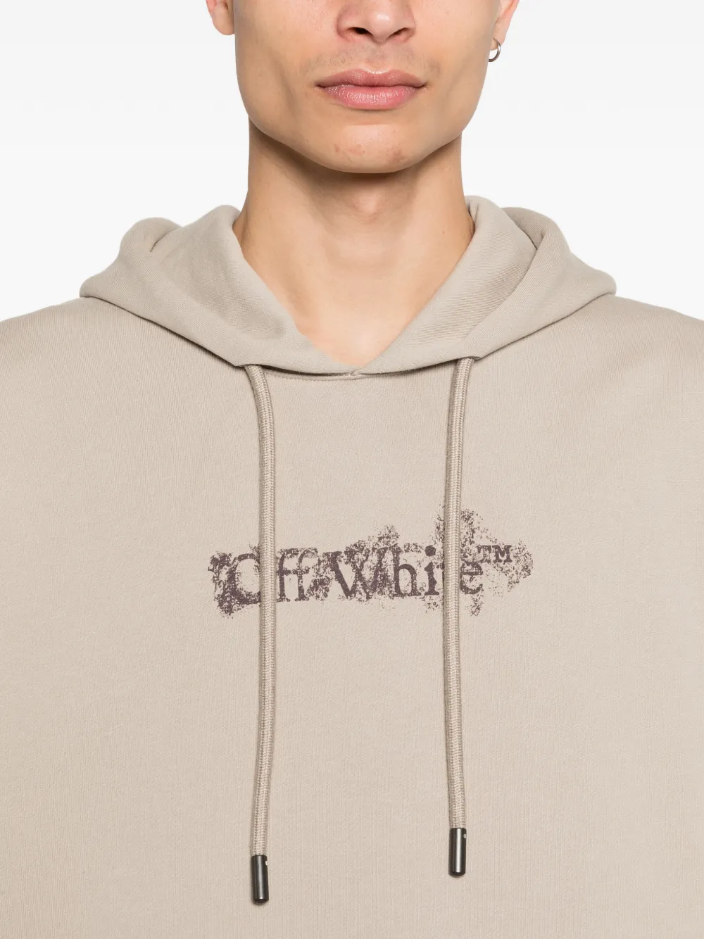 Off-White Hoodie met geborduurde bloemen Grijs