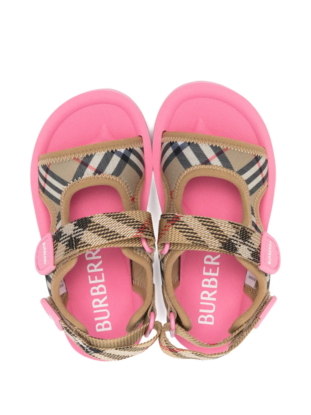Burberry Kids checked strap sandals Beige