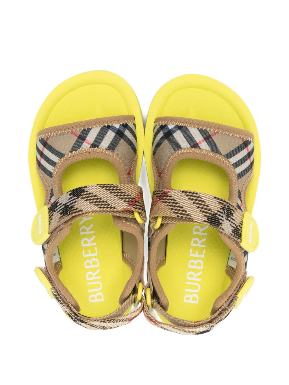 Burberry Kids checked strap sandals Beige