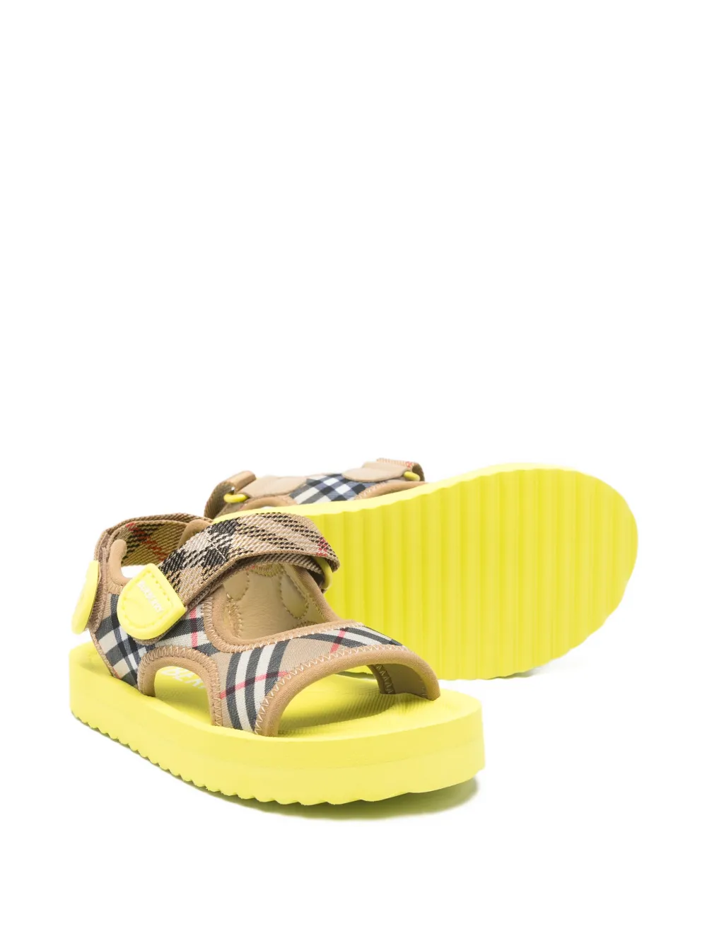 Burberry Kids checked strap sandals Beige