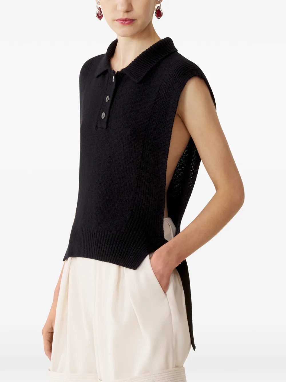  Lanvin Chaleco Con Hebilla Lateral - Azul 