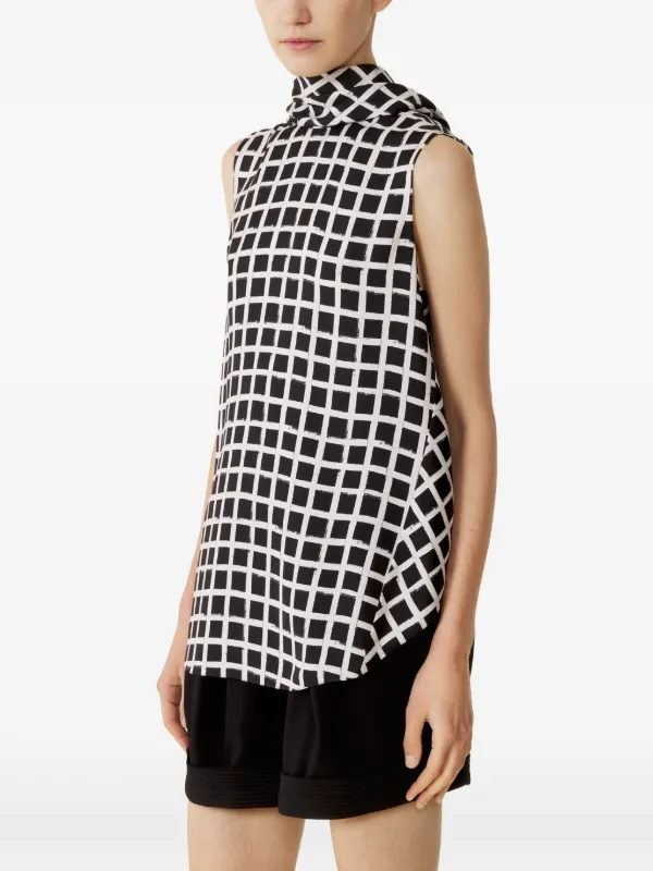 Lanvin Check-pattern Sleeveless Top in Black