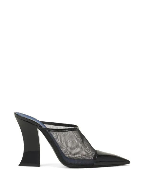 Lanvin Nocturne Mules in Mesh and Patent Leather in White