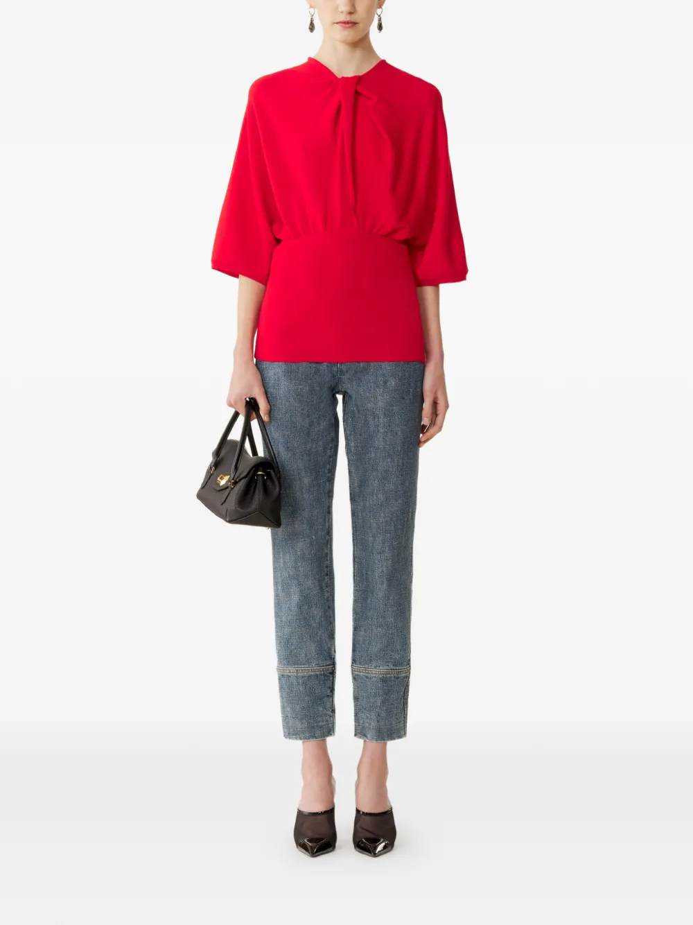 Lanvin Gedrapeerde trui met cropped mouwen Rood