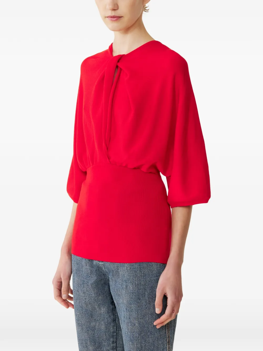Lanvin Gedrapeerde trui met cropped mouwen Rood
