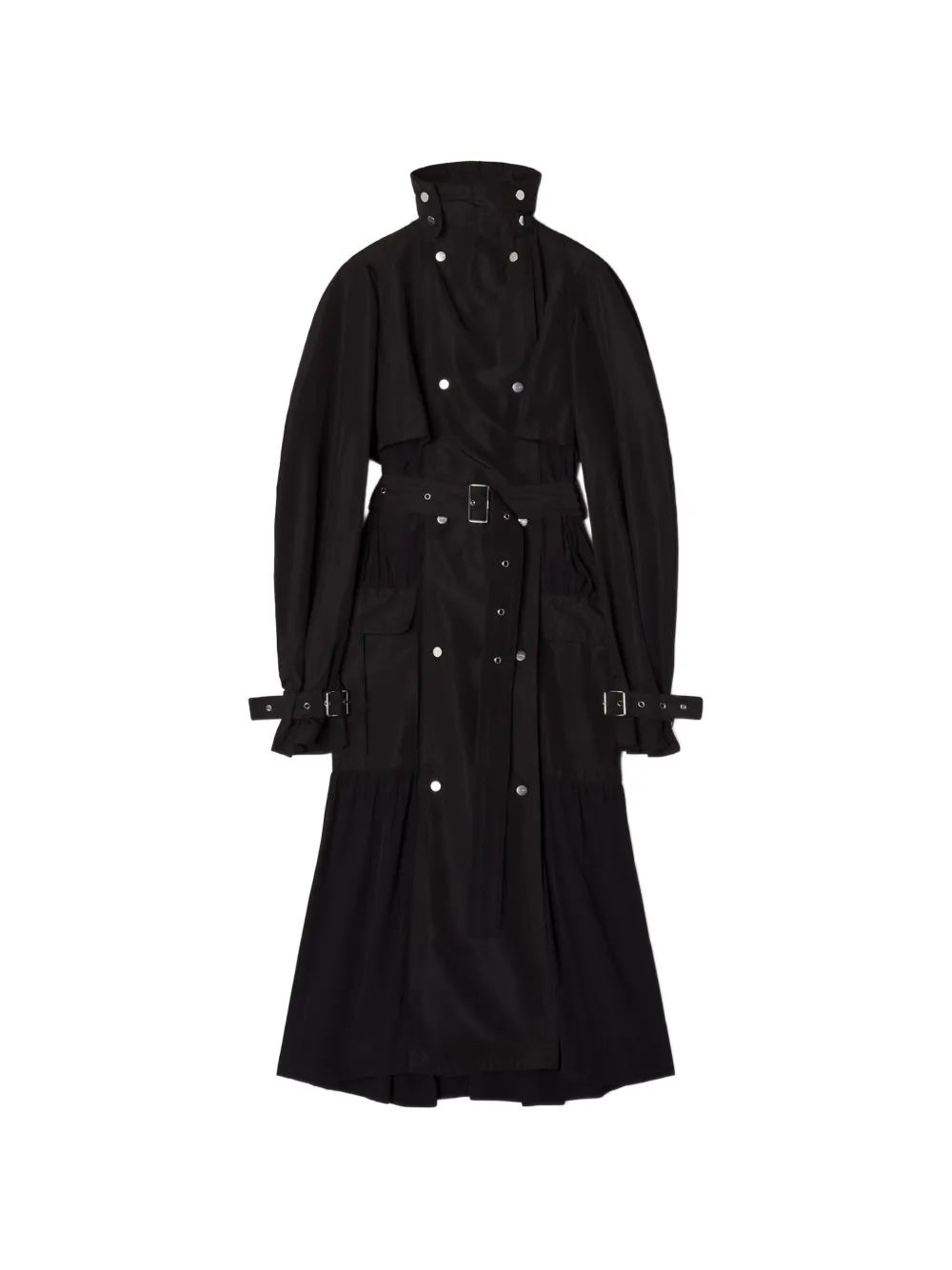 Lanvin Belted Pleated Coat In Black