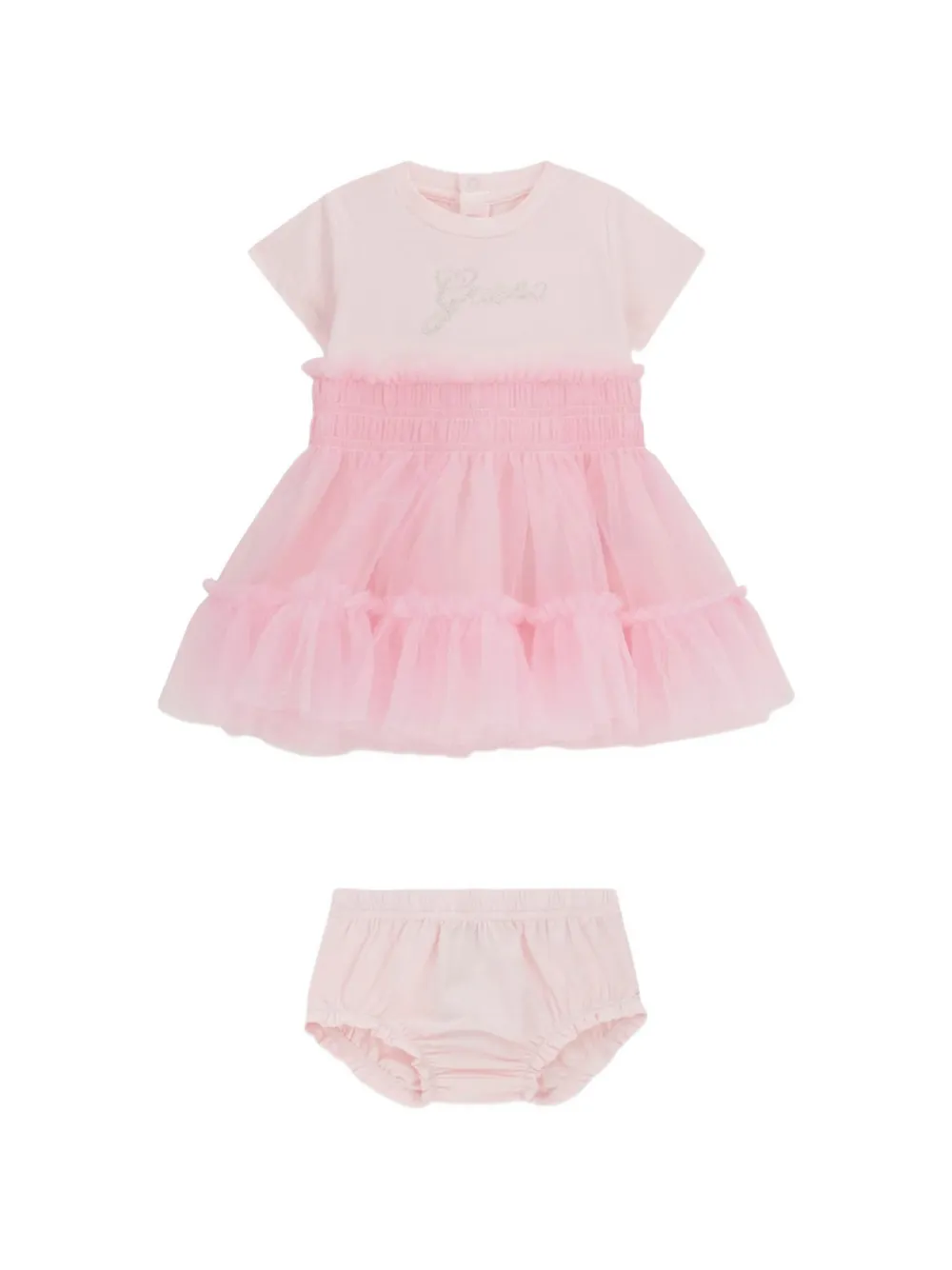 guess kids smocked tulle dress - Pink