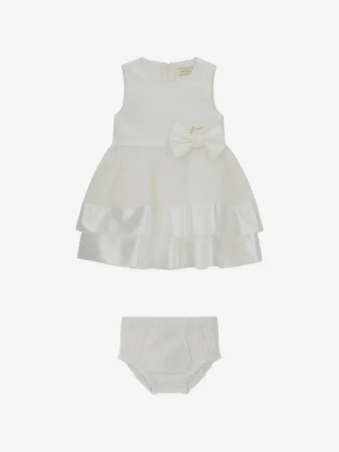 guess kids bow-embellished tiered dress