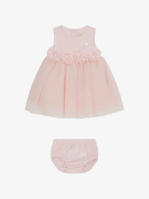 guess kids floral-appliqué dress