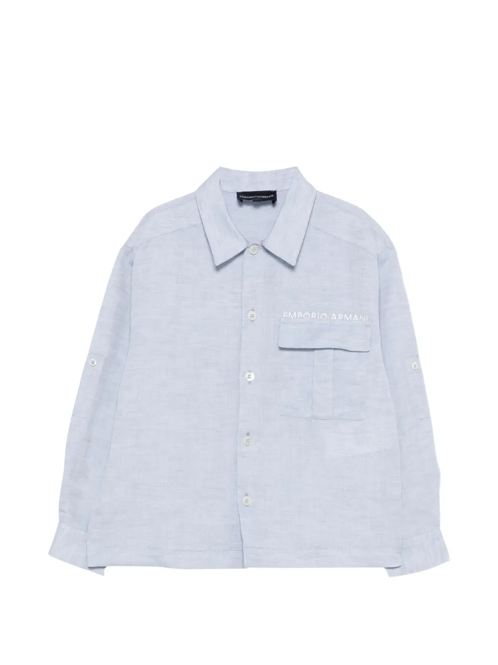 Emporio Armani Kids logo-embroidered shirt - Blue