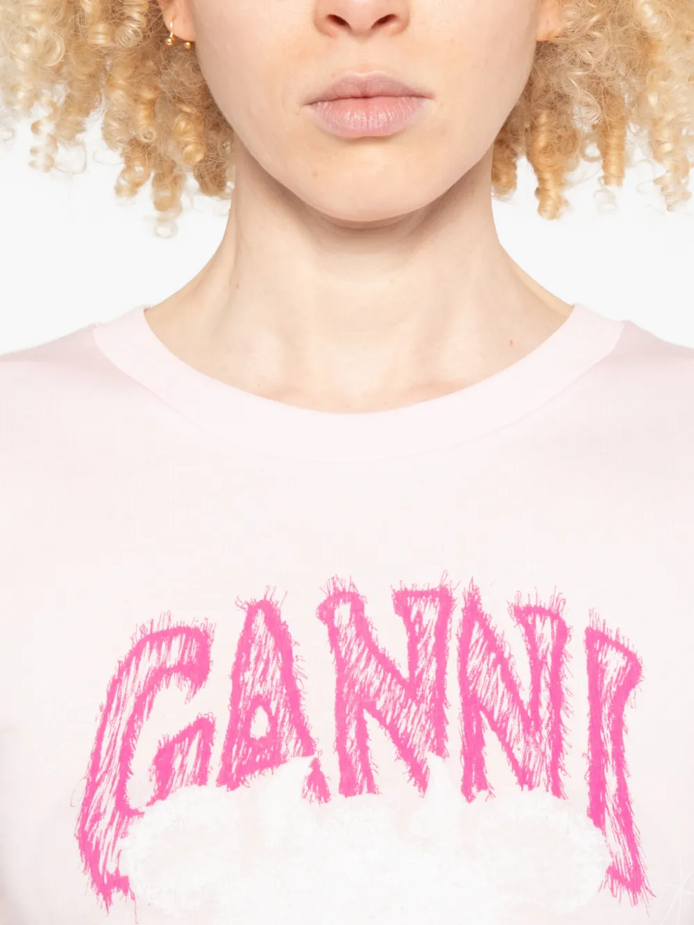 GANNI T-shirt met print Roze
