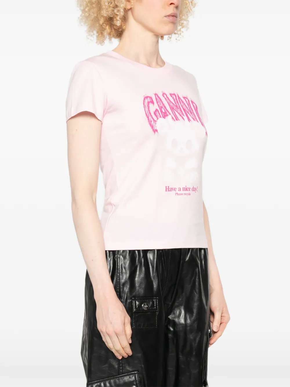 GANNI T-shirt met print Roze