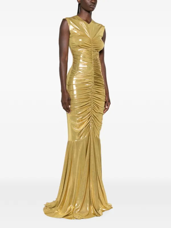 gold fishtail maxi dress Embellished Fishtail Maxi Dress in Gold