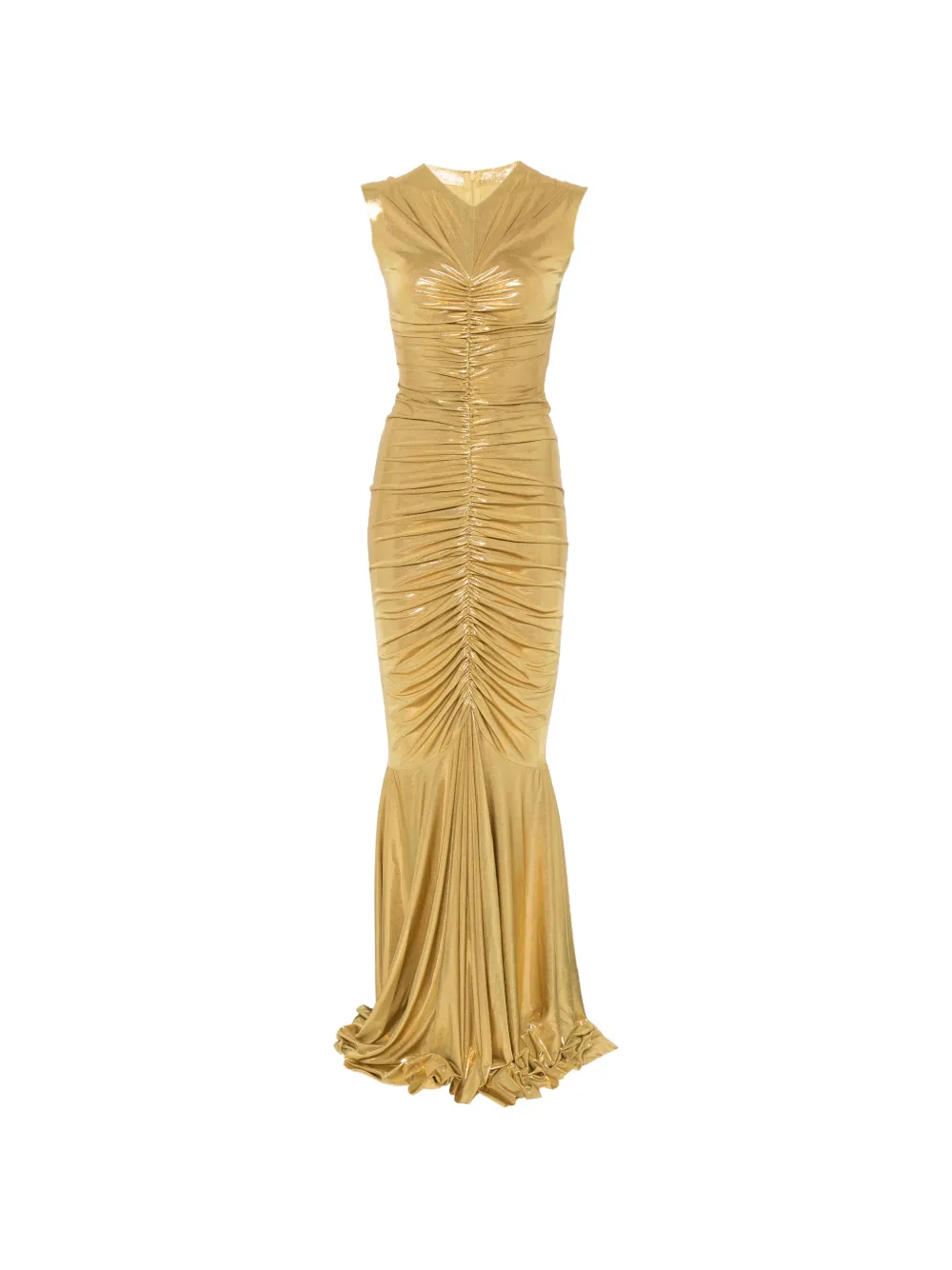 Norma Kamali shirred fishtail maxi dress - Gold